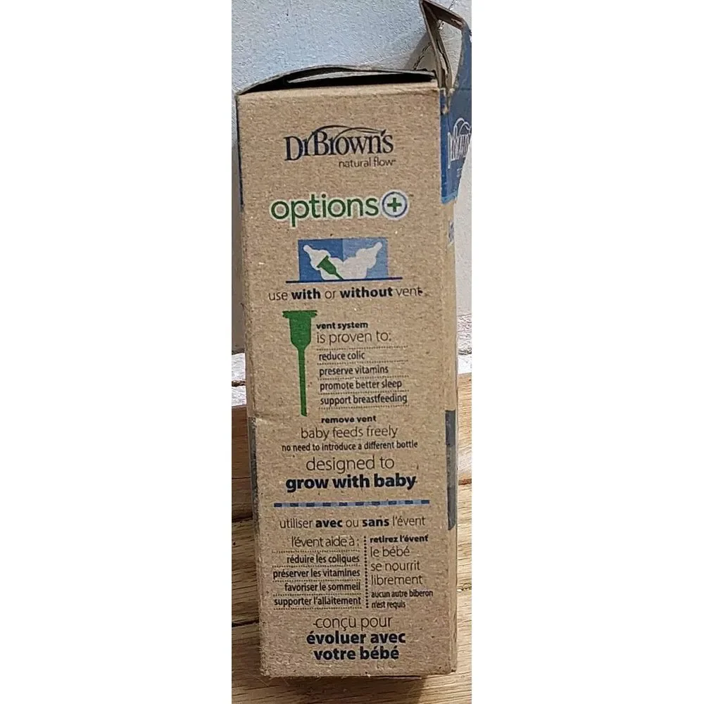 Dr Browns Natural Flow Options+ Narrow Glass Baby Bottle‎ 4oz Container